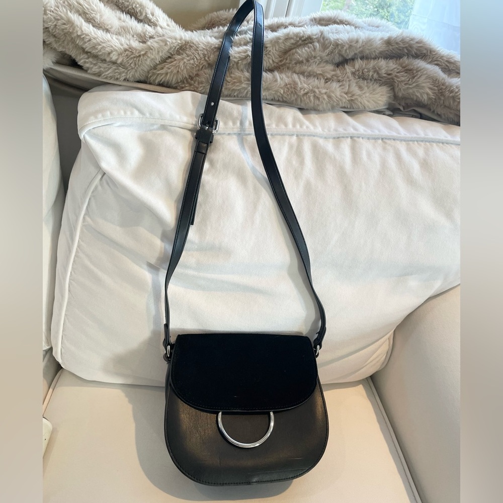 French Connection Crossbody Black Leather Suede